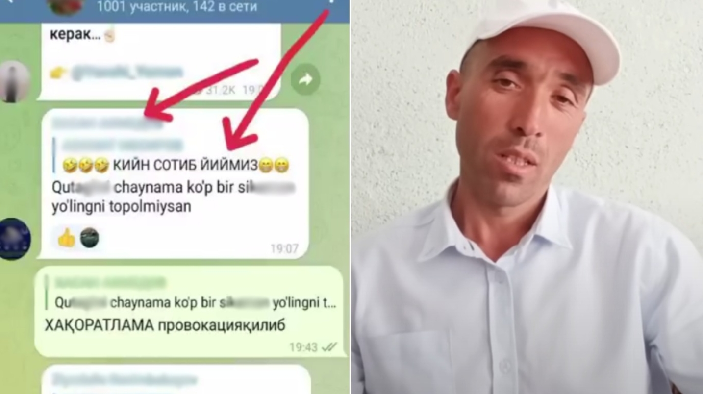 Сурхондарёда эркак ерлар талон-торож бўлаётганини айтган блогерни онасидан сўкиб, ўлдириш билан таҳдид қилди — видео