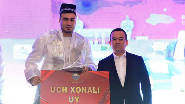 Осиё ўйинларида олтин медални қўлга киритган Баҳодир Жалоловга 3 хонали уй совға қилинди
