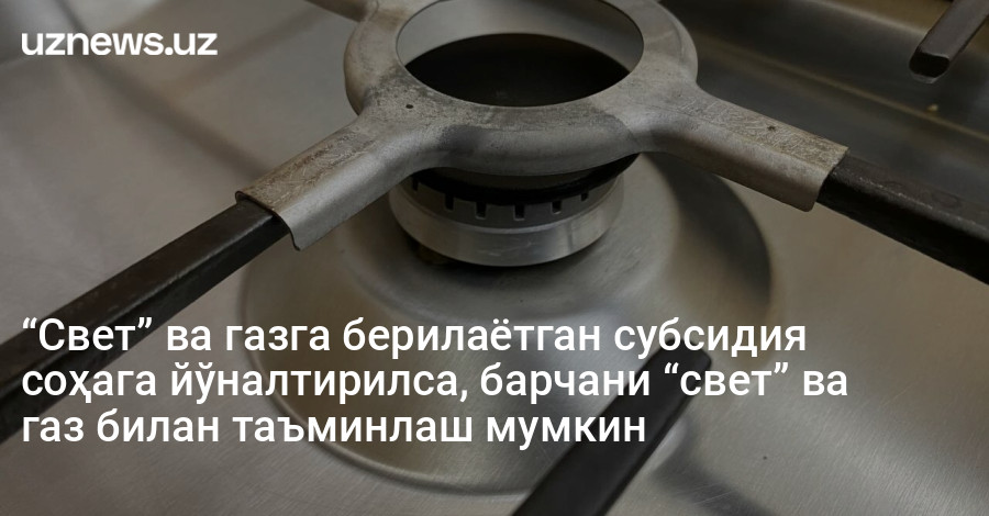 “Свет” ва газга берилаётган субсидия соҳага йўналтирилса, барчани “свет” ва газ билан таъминлаш мумкин