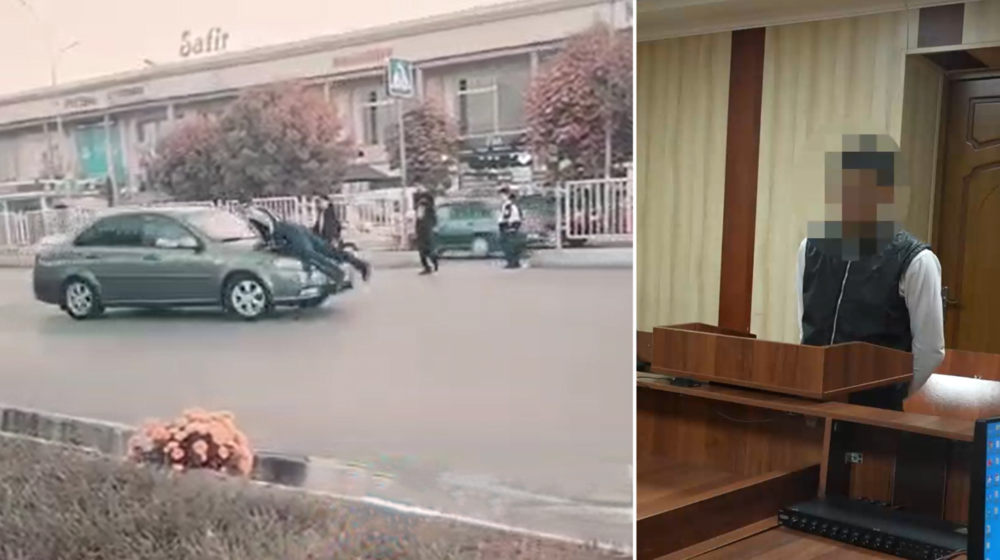 ЙПХ ходимини машина капотида "сайр қилдирган" ҳайдовчи қамалди — видео