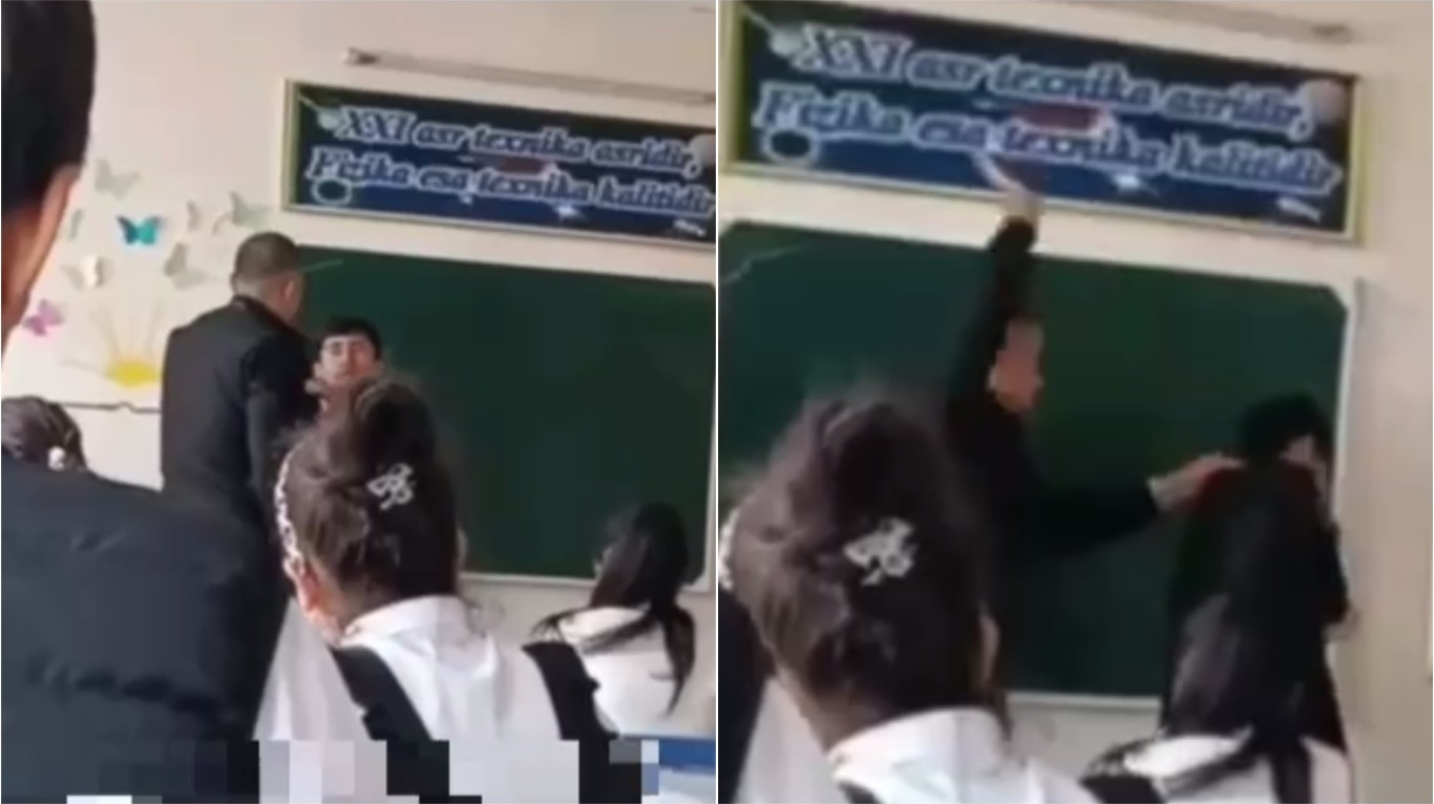 Хоразмда мактаб ўқитувчиси ўқувчисини калтаклади — видео