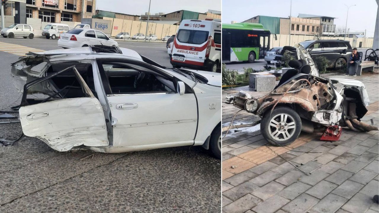 Тошкентда Lacetti кроссовер билан тўқнашиб, иккига бўлиниб кетди ва икки киши жароҳат олди