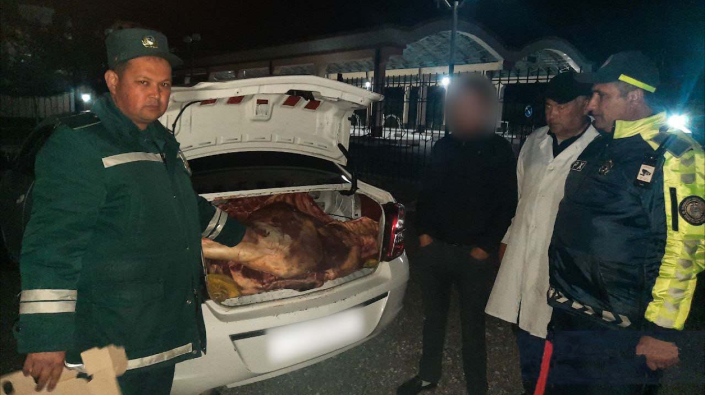 Қашқадарёда деярли 1 тонна истеъмолга яроқсиз гўштни олиб кетаётган шахс ушланди