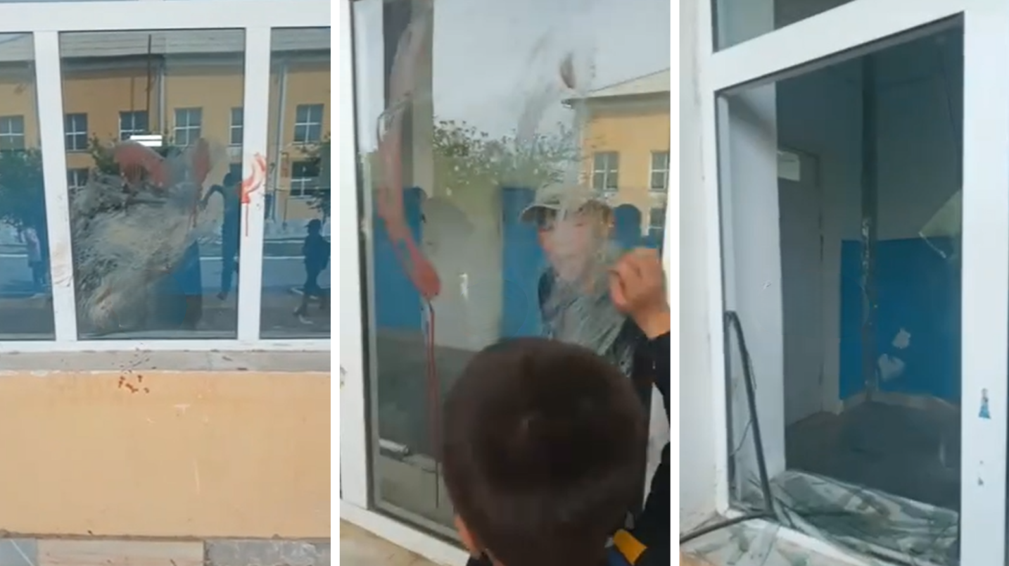 Қашқадарёда айиқ мактаб биносига кирмоқчи бўлди — видео