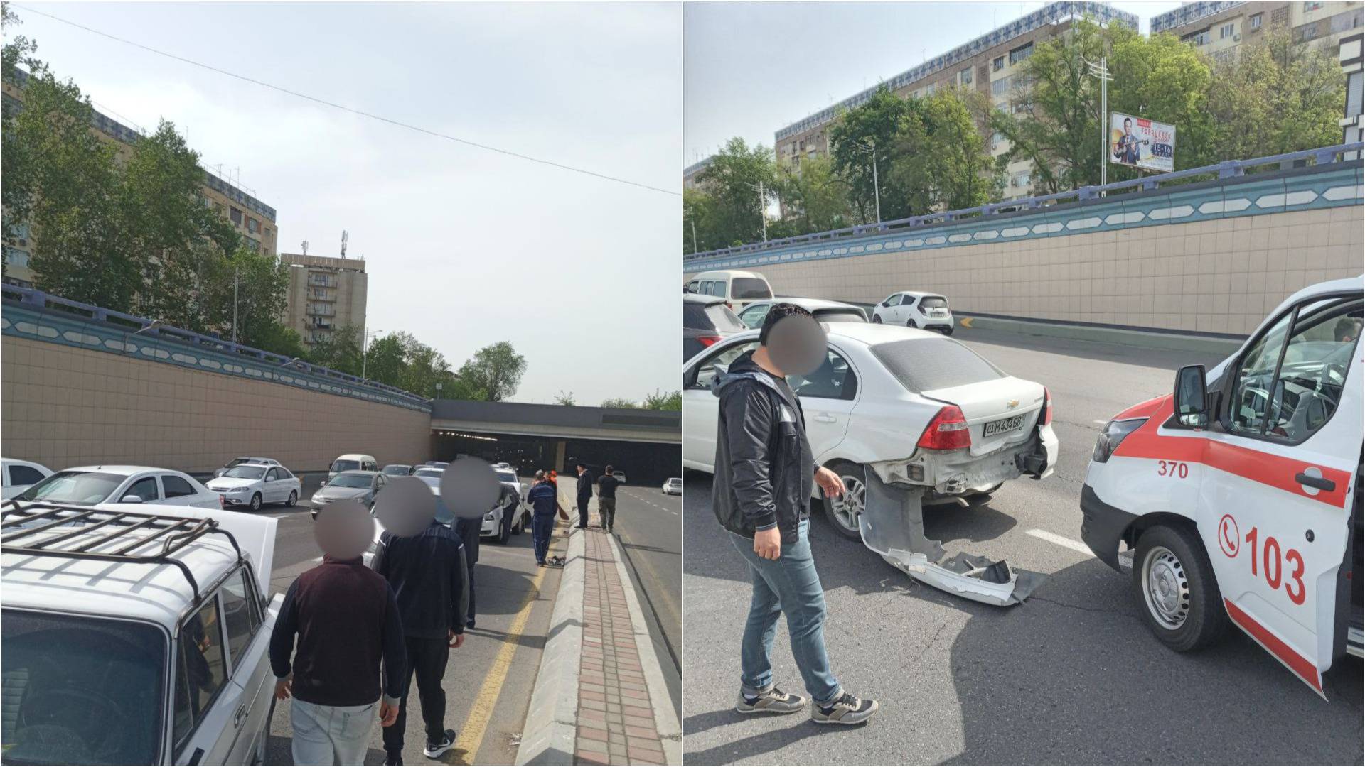 Тошкентда тўртта автомобиль ўзаро тўқнашди — жароҳатланиш бор (видео)