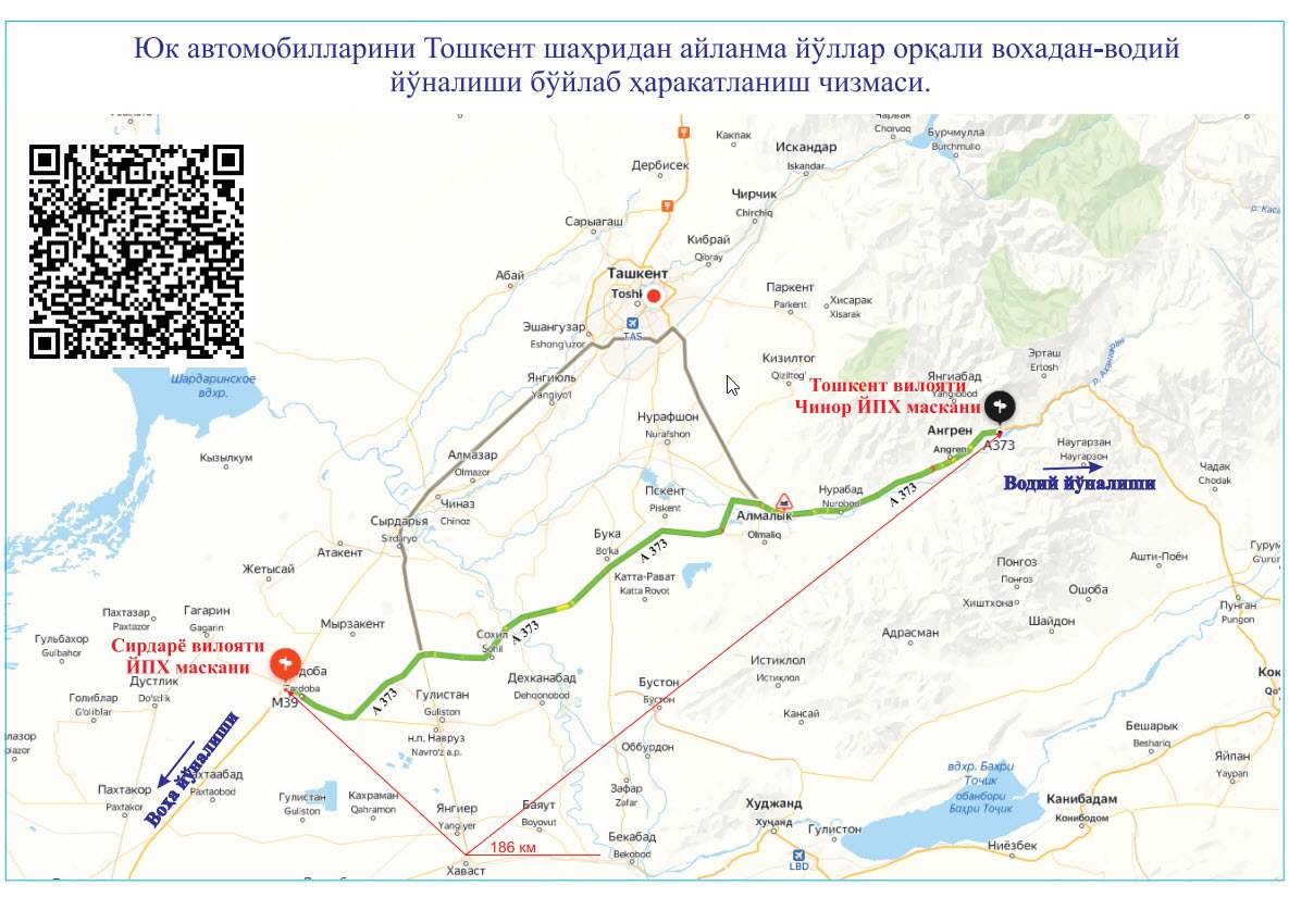 Юк машиналари пойтахтдан айланма йўллар орқали ҳаракатланади — харита