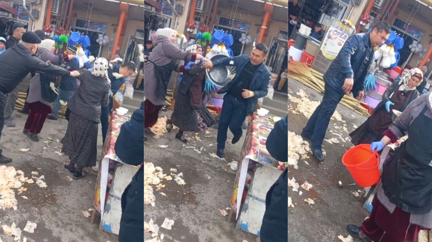 Сурхондарёда солиқ ходимлари ва бозорчи аёллар ўртасида жанжал содир бўлди — видео