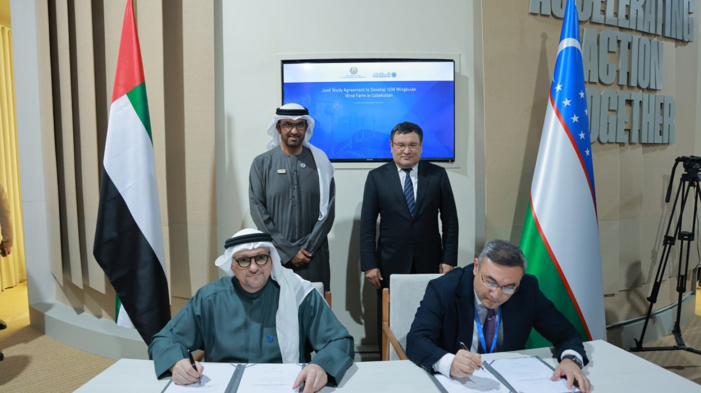 БААнинг Masdar компанияси Ўзбекистонда 1000 мегаватт қувватли шамол электр стансиясини қуради